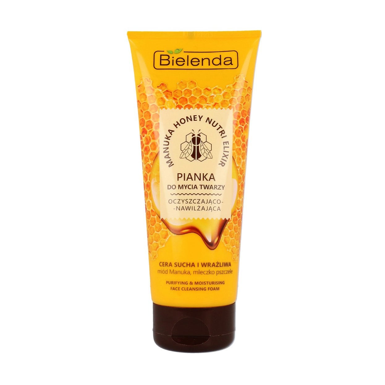Очищувальна зволожувальна пінка для вмивання Bielenda Manuka Honey Nutri Elixir з медом манука та маточним молочком, 175 г