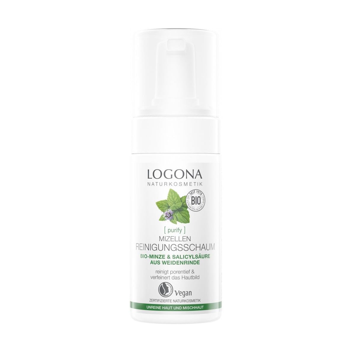 Уцінка! Очищувальна міцелярна пінка для обличчя Logona Purifying Micelle Cleansing Foam, 100 мл